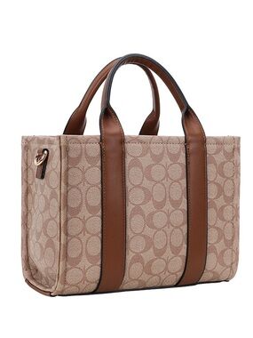 Classic Fashion Collection Beige & Brown Canvas Tote Bag